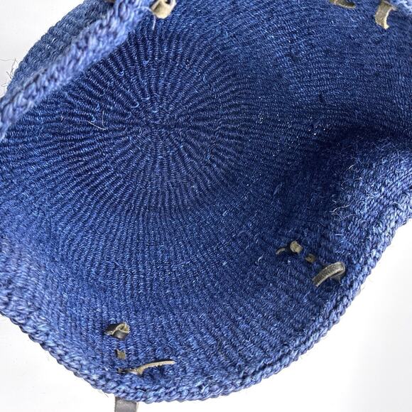 Clare V Kenya Blue Woven Straw Bag Purse Tote Coastal Preppy Tomato Girl - Picture 6 of 9